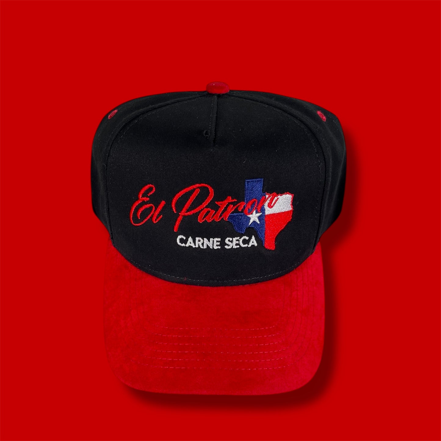 El Patron Carne Seca 5-Panel Snapback – Red Suede Bill | Maximum Comfort | Limited Edition