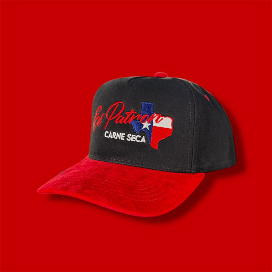 El Patron Carne Seca 5-Panel Snapback – Red Suede Bill | Maximum Comfort | Limited Edition