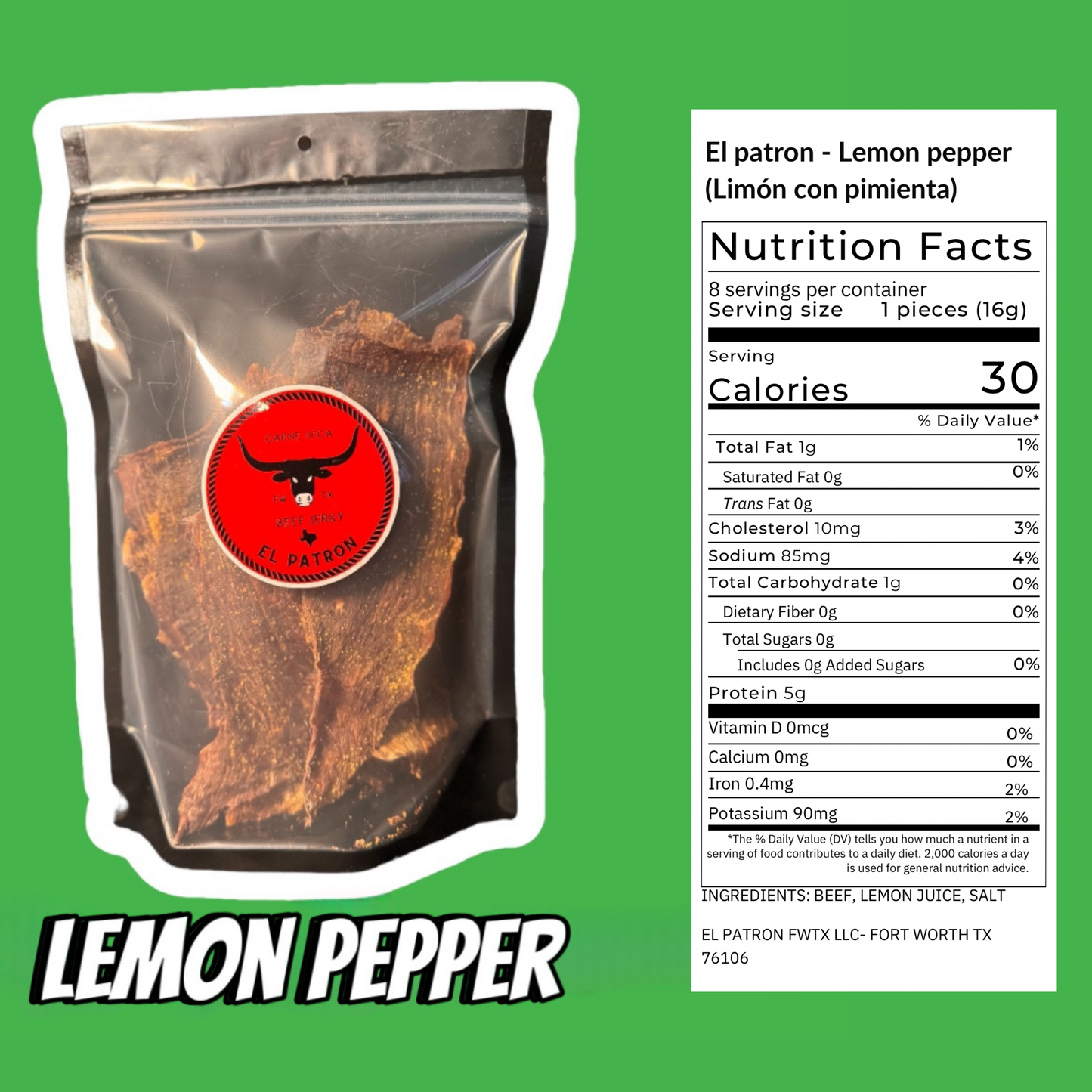 Lemon pepper jerky (Lemon con pimenta) carne seca